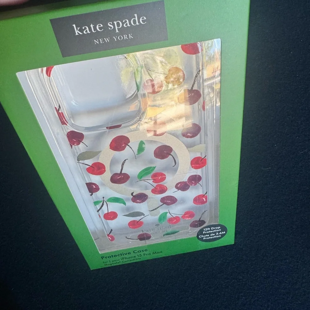 Kate Spade ♠️Cherry Design iPhone 16 Pro Max Case- protect your phone in style 🍒
